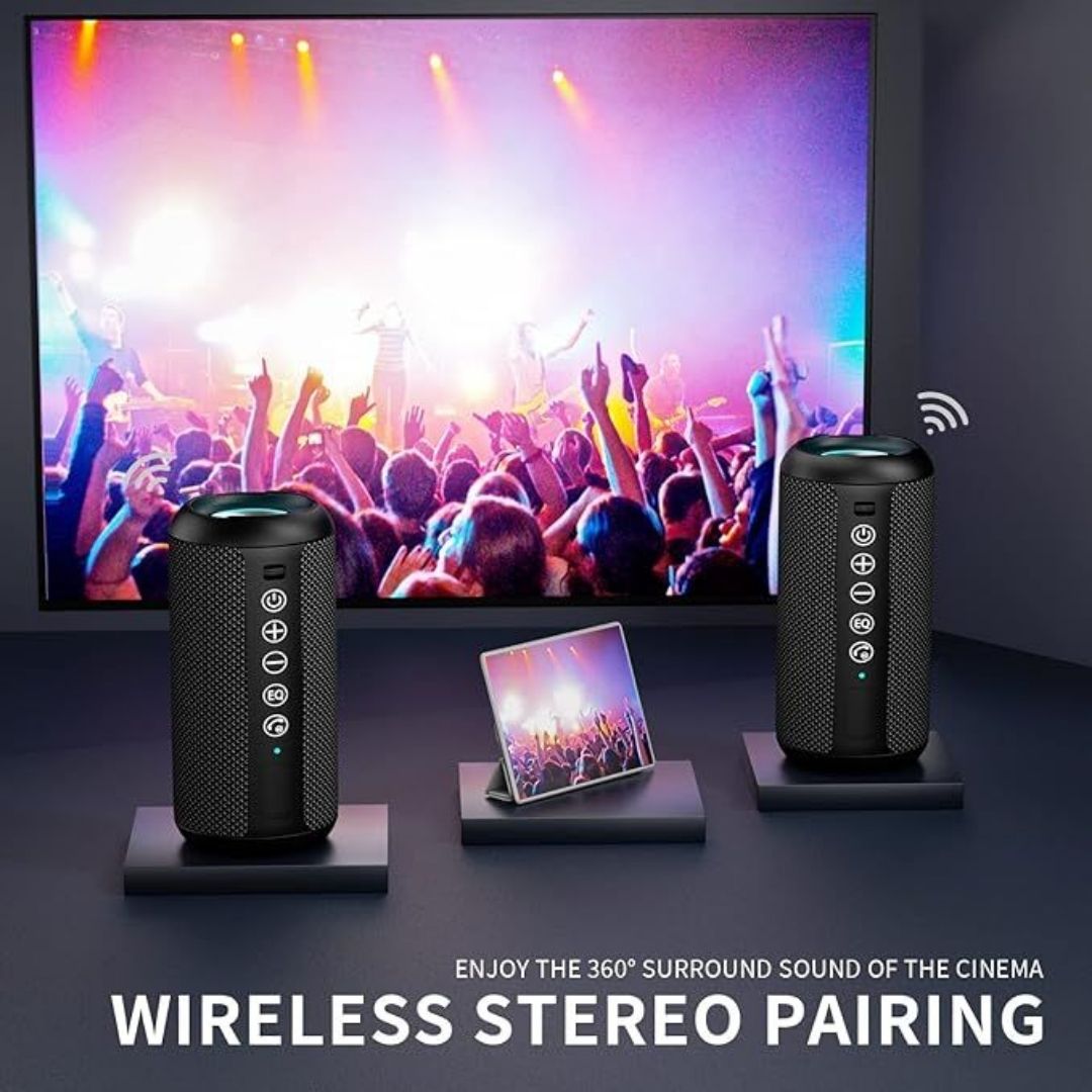 Parlante Bocina 24W Bluetooth inalámbrica portátil RBG impermeable IPX7 Ortizan X10 asistente de voz