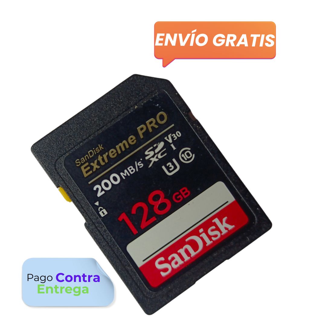Tarjeta de Memoria Sandisk SD Extreme Pro SDXC UHS-I De 128 Gb velocidad de 200mb/s