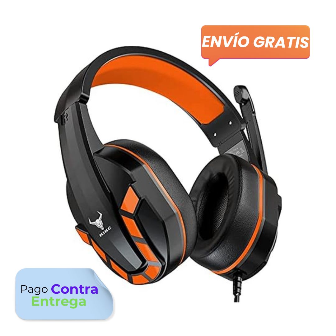 Audífonos Kikc Headset Para Xboxone, Ps4, Pc micrófono Gaming Auriculares Diadema color naranja