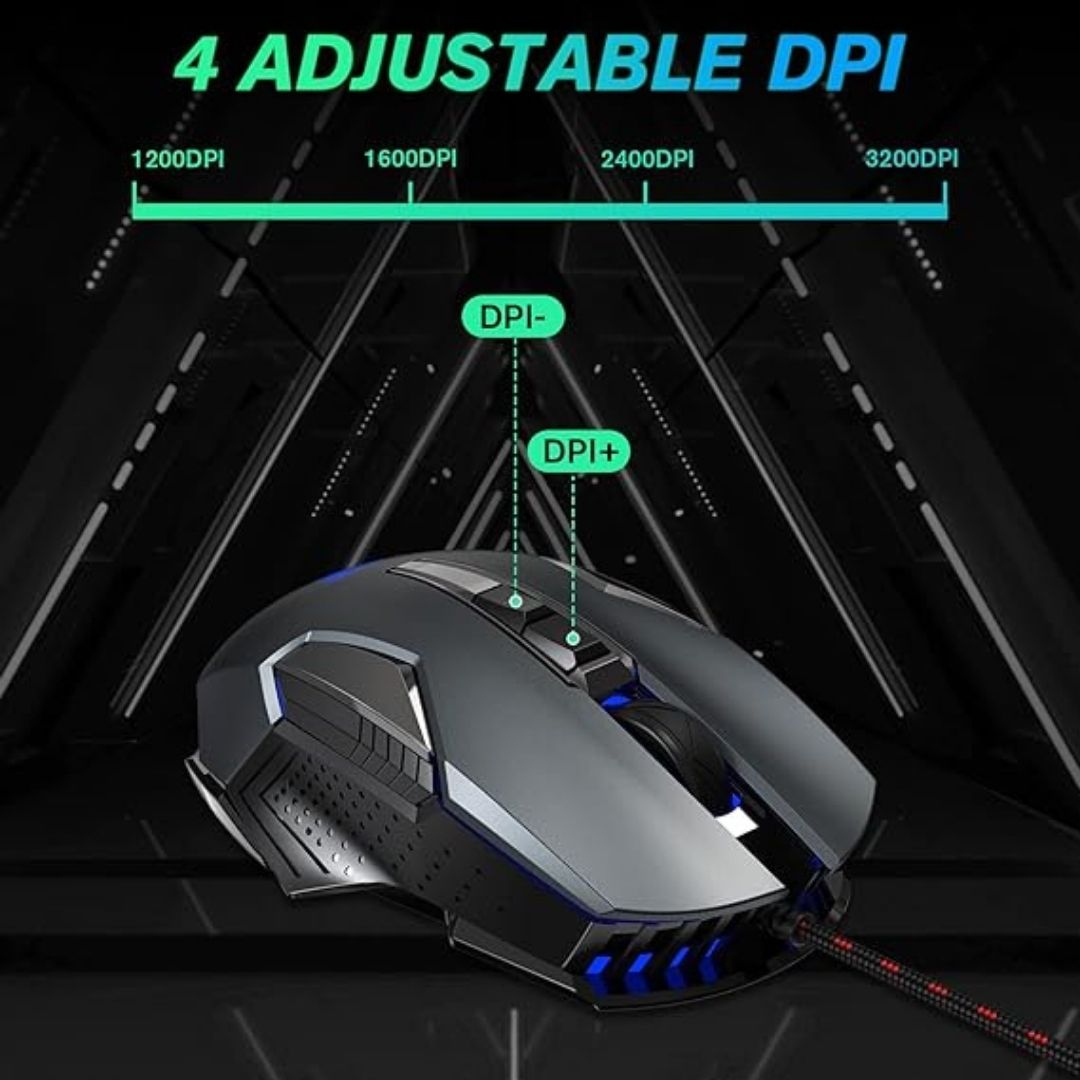 Mouse gamer GT 8 botones retroalimentación RBG ratón ergonómico 3200 DPI contraentrega  