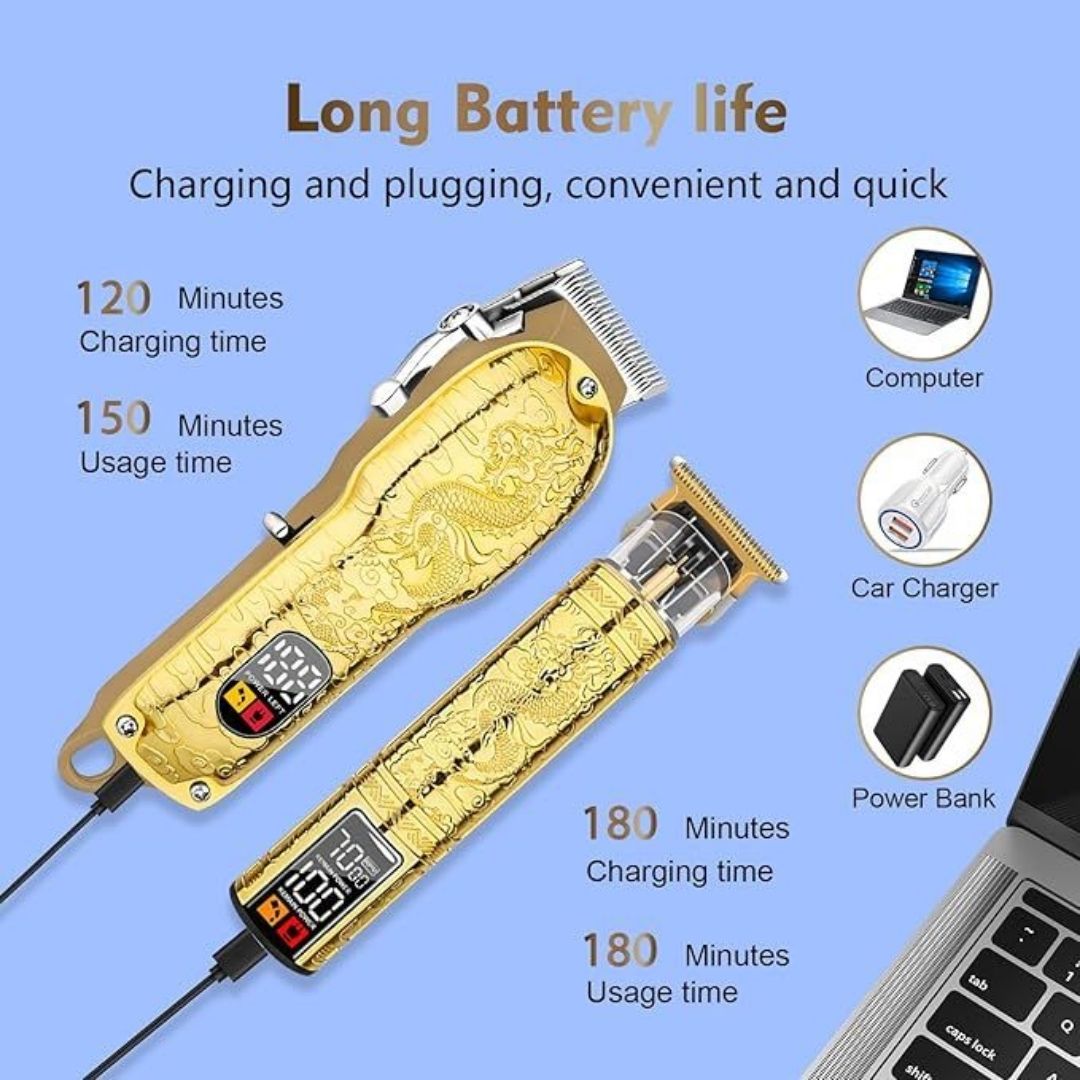 Cortapelos recargable para hombres, herramienta de aseo inalámbrica con batería de larga duración, pantalla LED