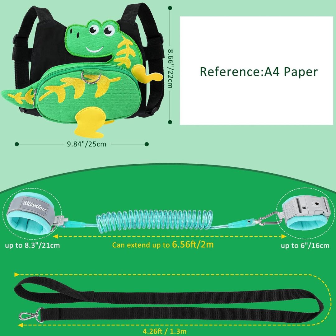 arnés Mochila antipérdida dinosaurio para niños pequeños con correa y manilla o brazalete