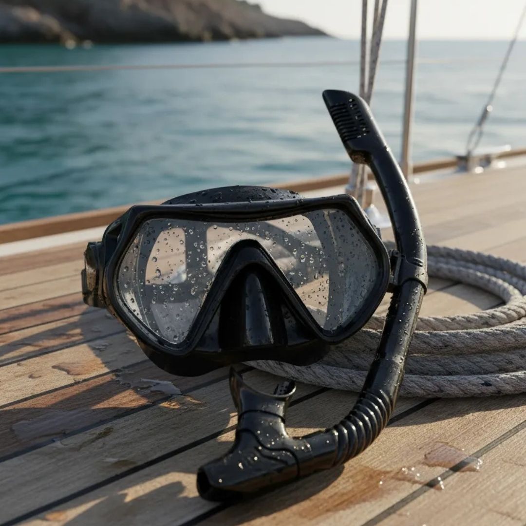 Equipo de buceo para adultos, Careta con esnórquel seco, lente panorámica de vidrio templado antifugas y antivaho, color negro