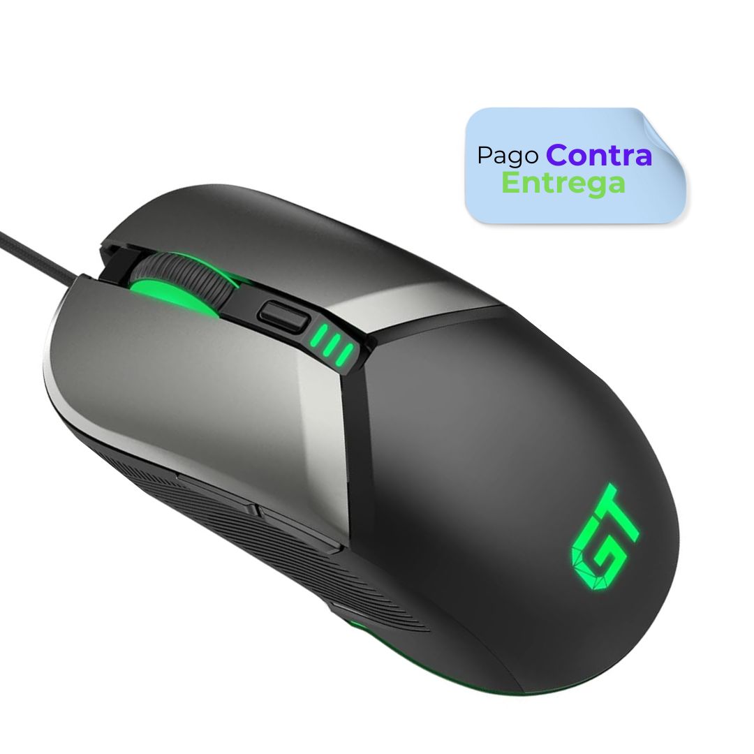 Mouse gamer GT retroiluminación RBG 8000 DPI ratón ergonómico gamer contraentrega 