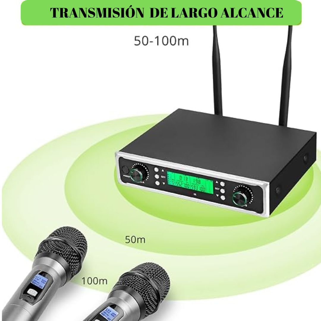 Micrófonos inalámbricos profesionales dobles de largo alcance LINKFOR UHF micrófonos portátiles de mano contraentrega