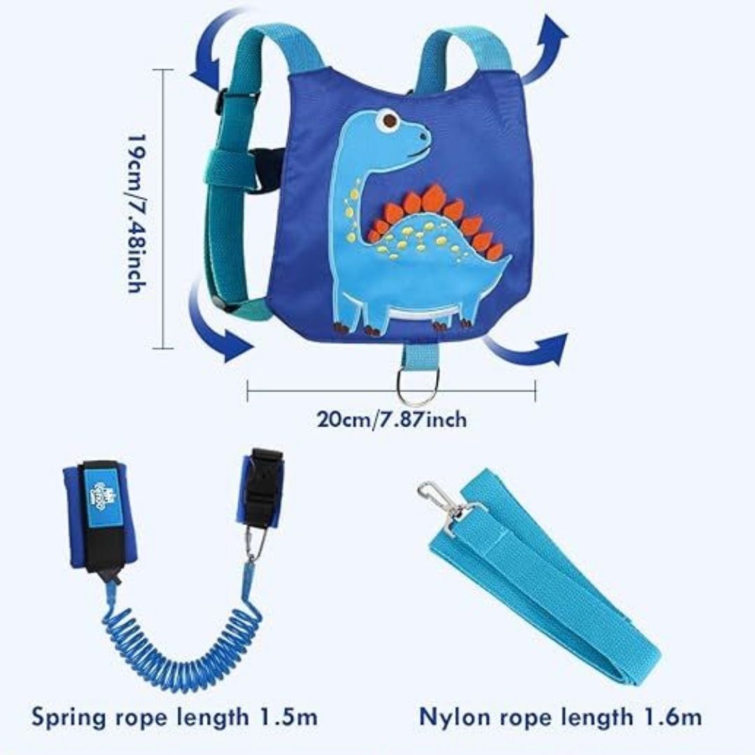Arnés Antipérdida de dinosaurio 3 en 1 arnés, correa y pulsera con llave de seguridad 