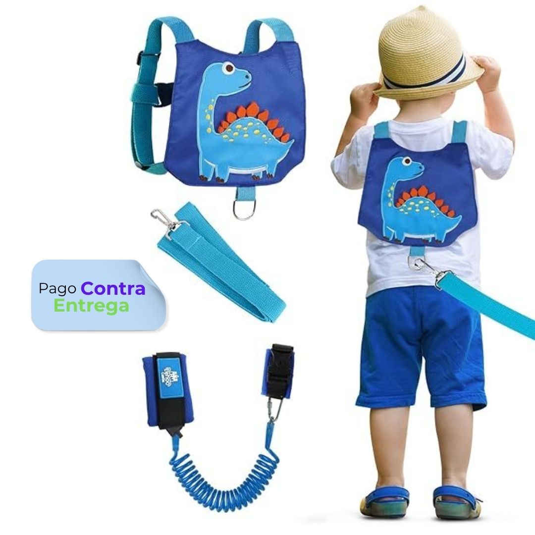 Arnés Antipérdida de dinosaurio 3 en 1 arnés, correa y pulsera con llave de seguridad