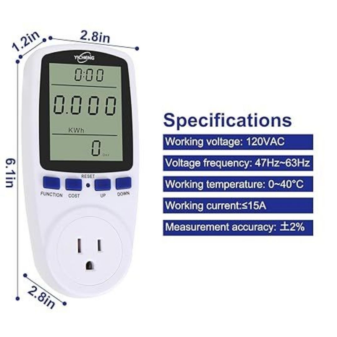 Medidor de consumo de energía 110v vatímetro digital iluminado  