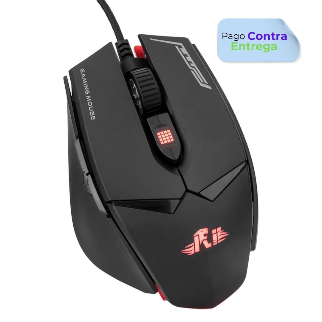 Mouse Gamer  Rii, Sensor Óptico De 12,000 Dpi, Ratón De Juegos 7 botones RBG