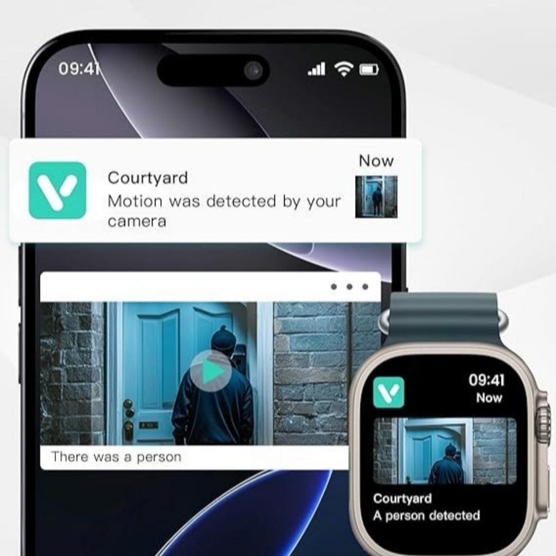 Cámara de seguridad Wifi para interiores y exteriores 2k impermeable hogar o negocios con visión nocturna y a color audio de 2 vías  