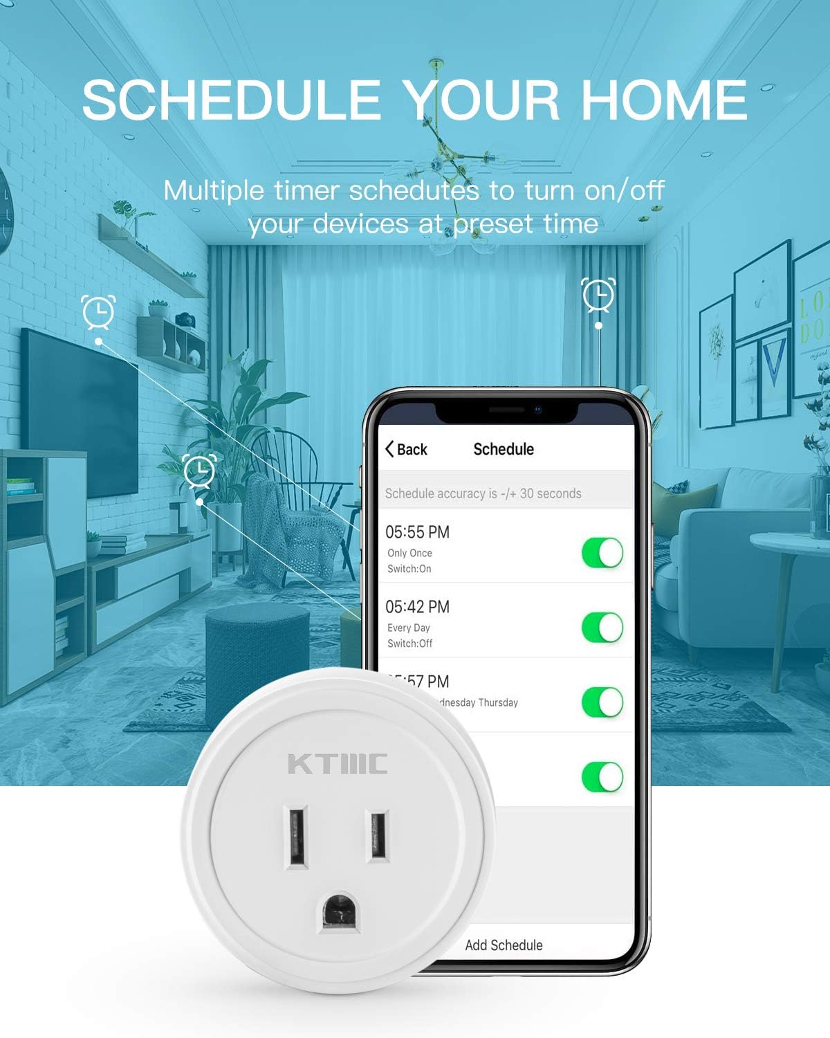 Enchufe Inteligente Tomacorriente Wifi Smart Alexa, Google Y Siri Color Blanco 10 amp 110 - 120 v