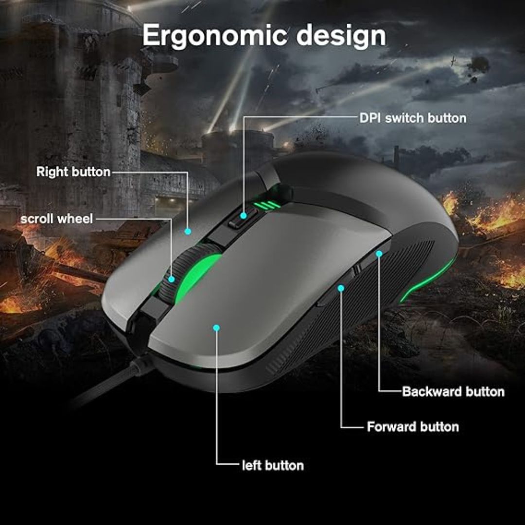 Mouse gamer GT retroiluminación RBG 8000 DPI ratón ergonómico gamer contraentrega 