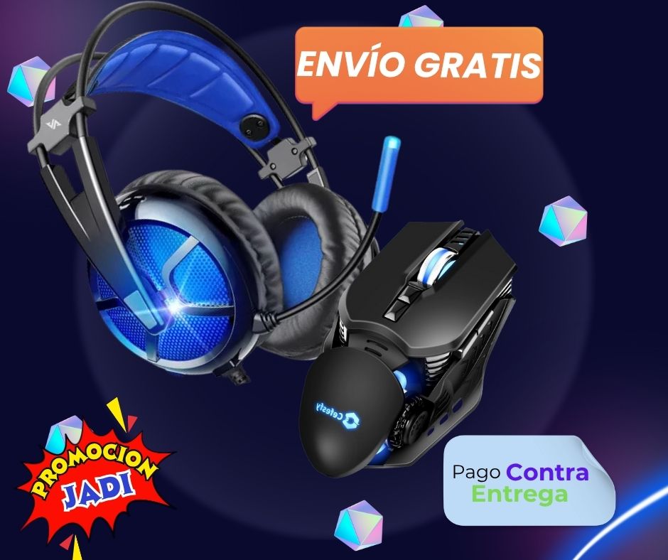 Combo de Audífonos gamer Abkoncore B581 + Mouse Gamer cefesfy Robocop G530