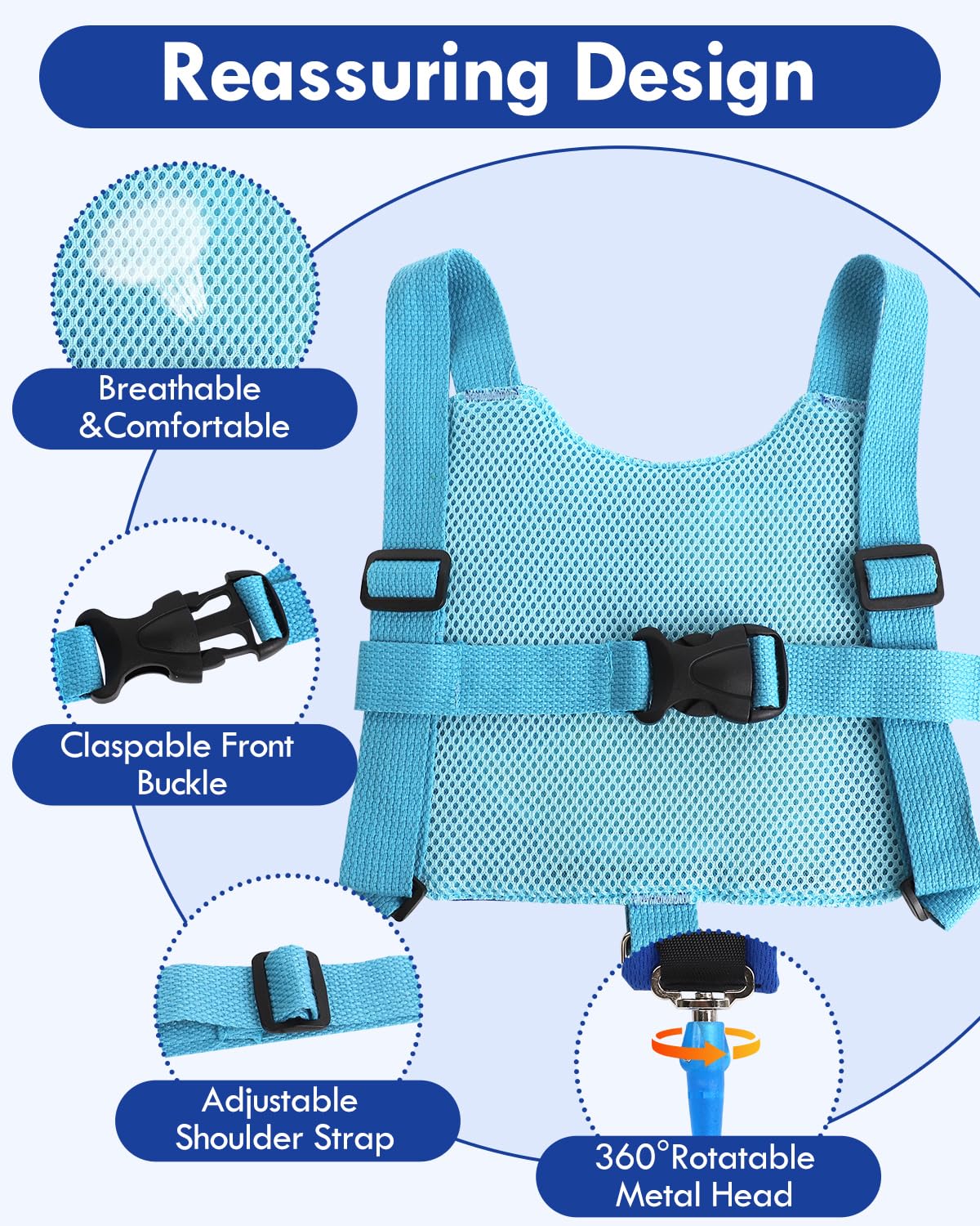 Arnes de seguridad para niños con diseño de dinosaurio azul infantil  pulsera y correa Lehoo Castle 4 en 1