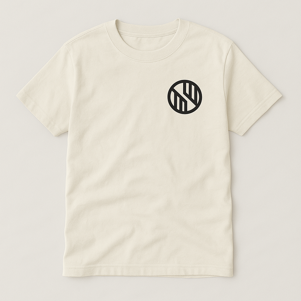 Beige T-shirt with Black Logo