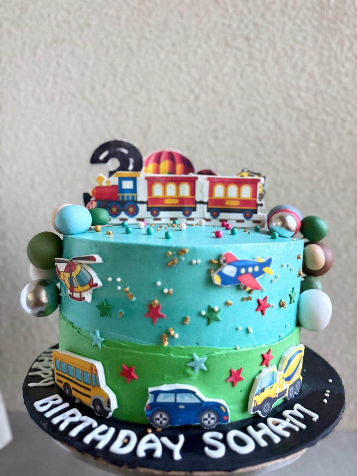 Transportation-Themed Birthday Cake