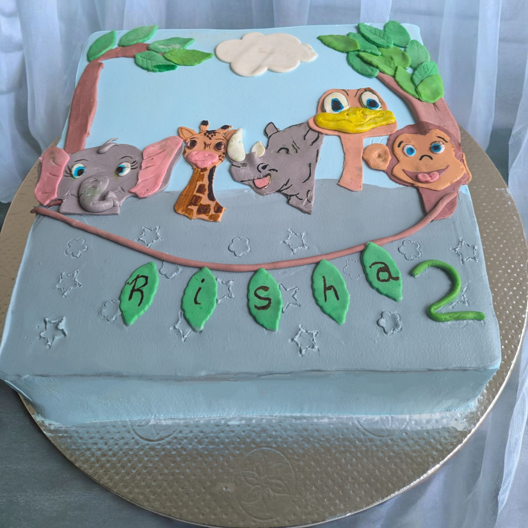 Jungle Animal Theme Birthday Cake