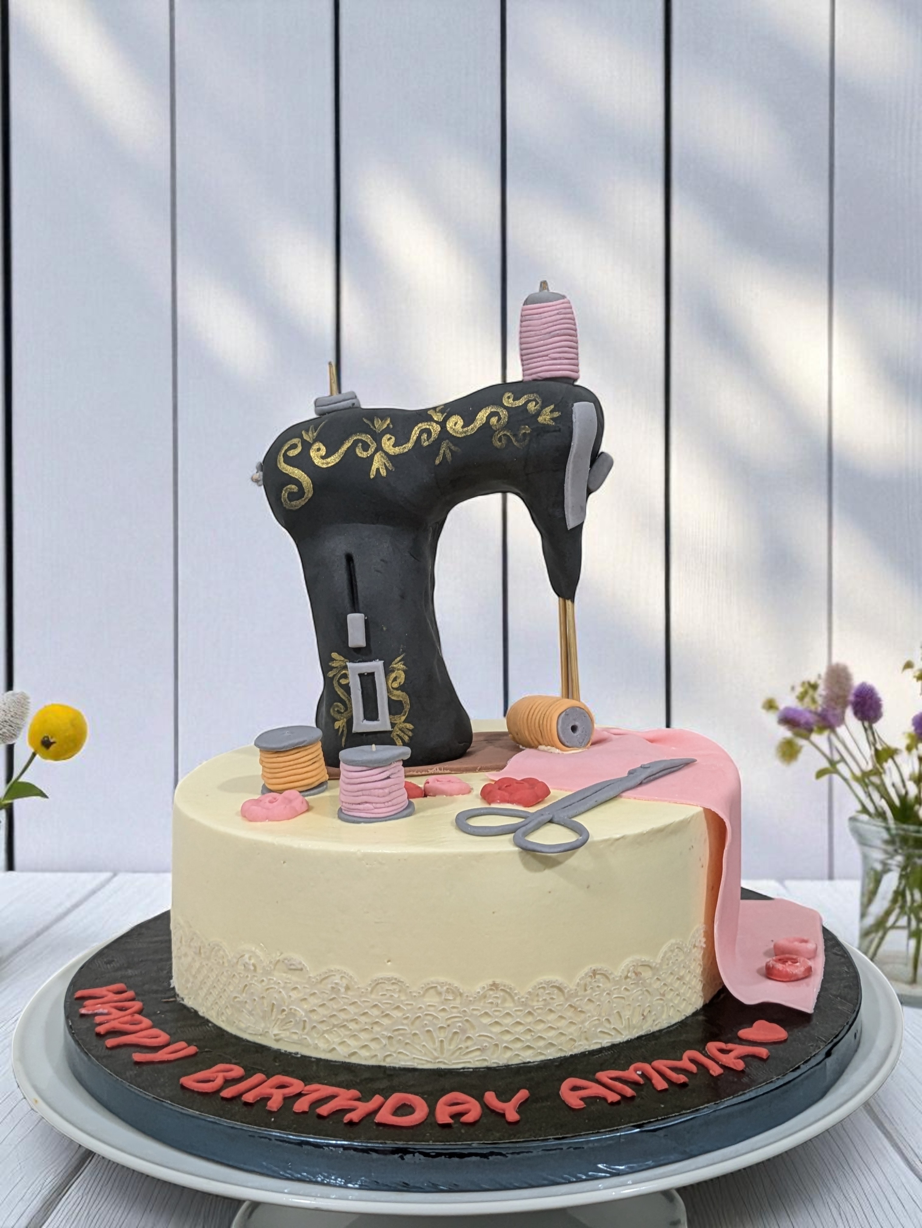 Sewing Machine Themed Birthday Cake
