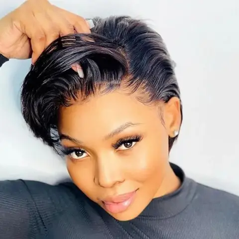 Purple Pixie Cut Hman Hair Lace Front wig