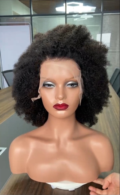 4c Afro Curly Human Hair Lace Front Wig