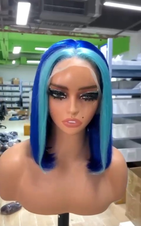 Blue and Teal Bob Cut Lace Front Wig