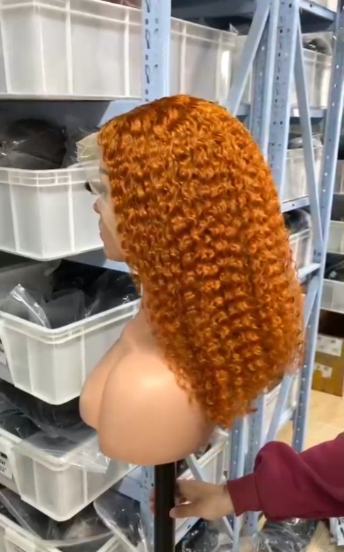 Curly Orange Ginger Bob Wig