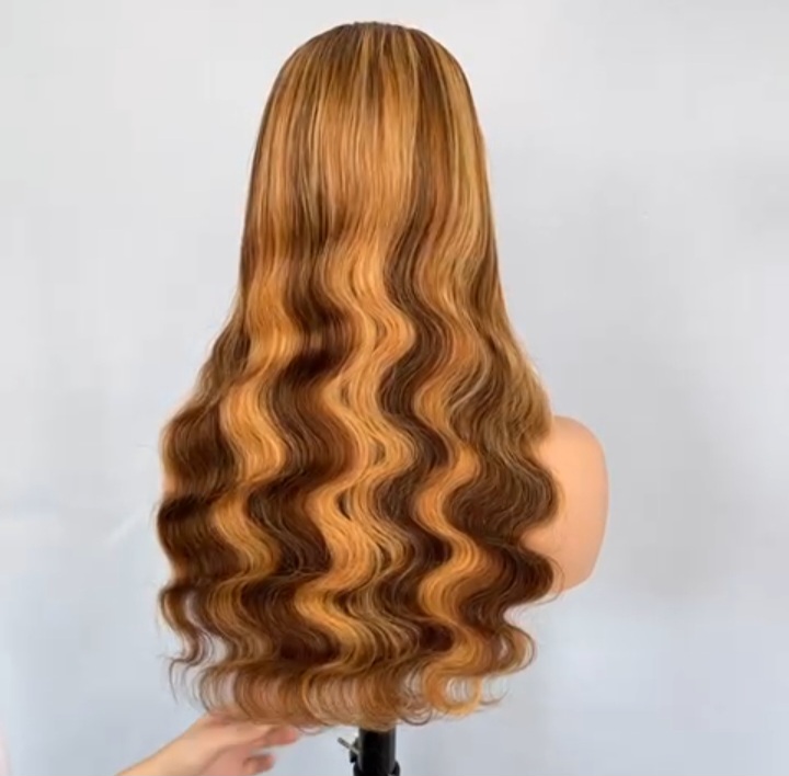 Wavy 4/27 Highlights Human Hair Lace Front Wig