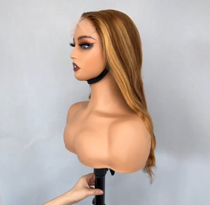 Wavy 4/27 Highlights Human Hair Lace Front Wig