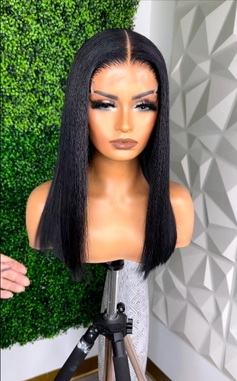 Straight Human Hair Bob Lace Front Wig