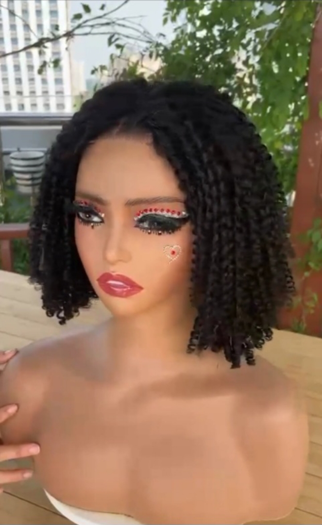 Pixie Curl Human Hair Bob Cut Lace Wig