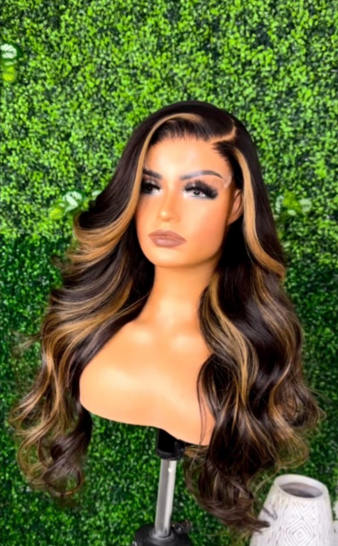 Wavy Human Hair 1b27 Highlights Wig