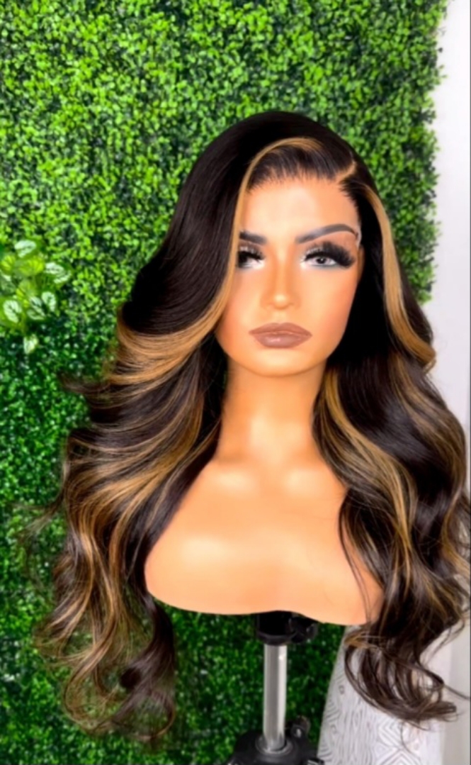Wavy Human Hair 1b27 Highlights Wig