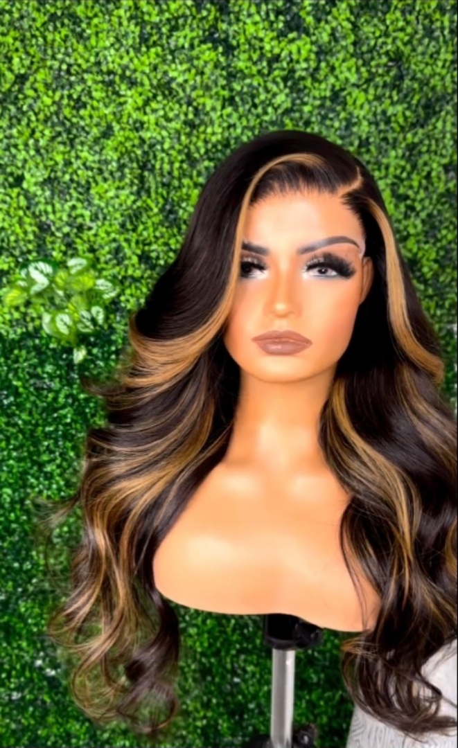 Wavy Human Hair 1b27 Highlights Wig