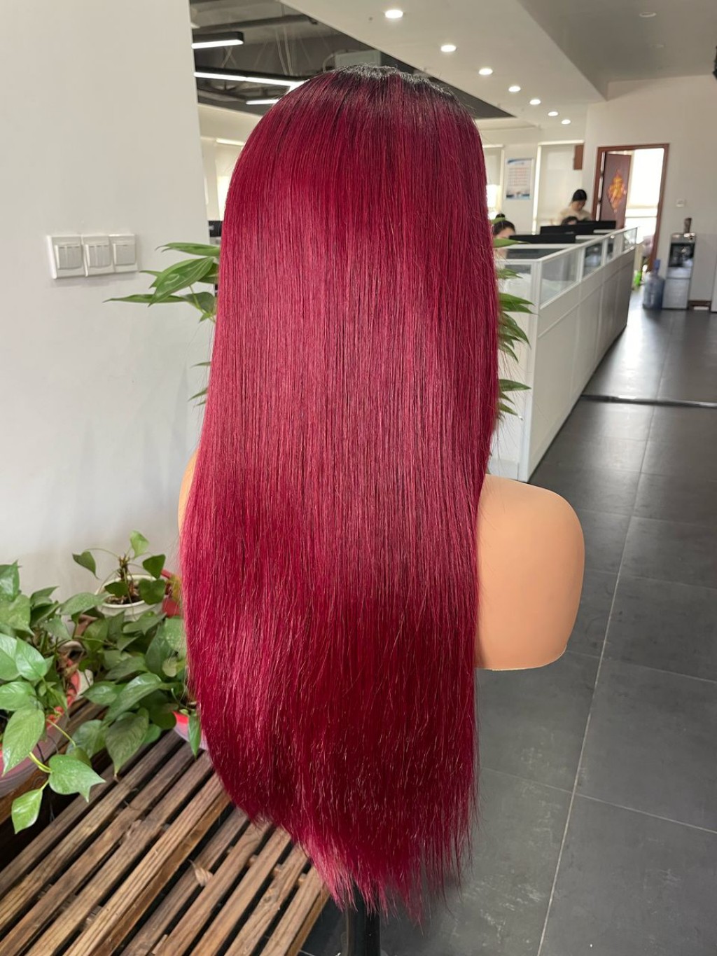 Silky Straight Winered Ombre Lace Front Wig