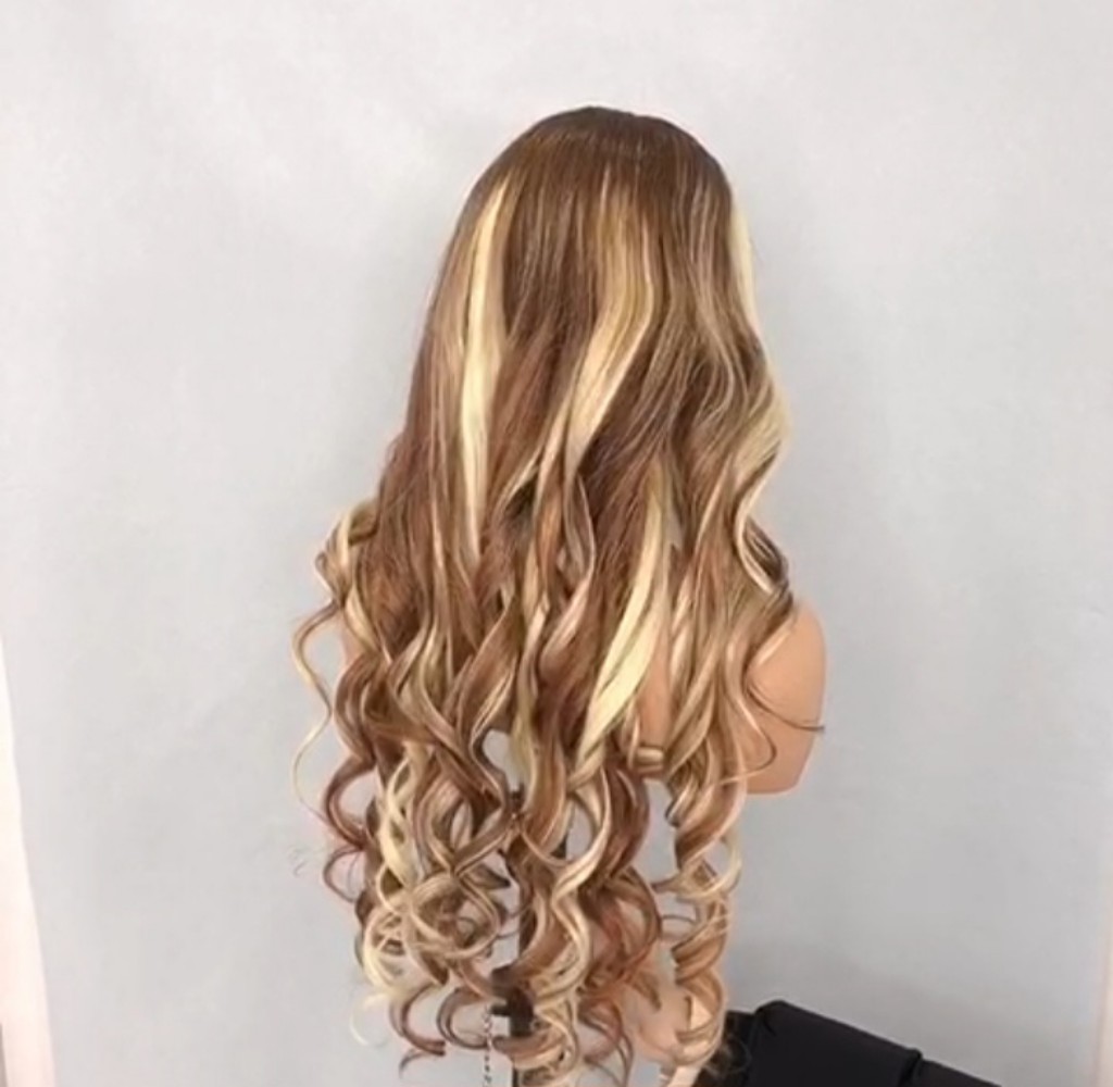 Loose wave brown and blonde 613 human hair highlights wig