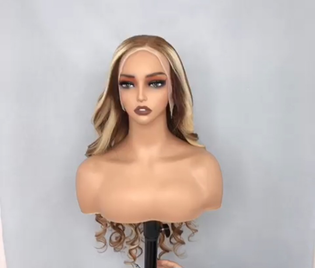 Loose wave brown and blonde 613 human hair highlights wig