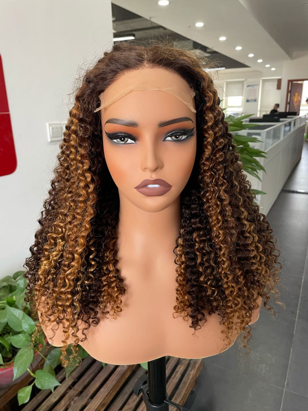 Color 4/30 Curly Highlights Lace Front Wig