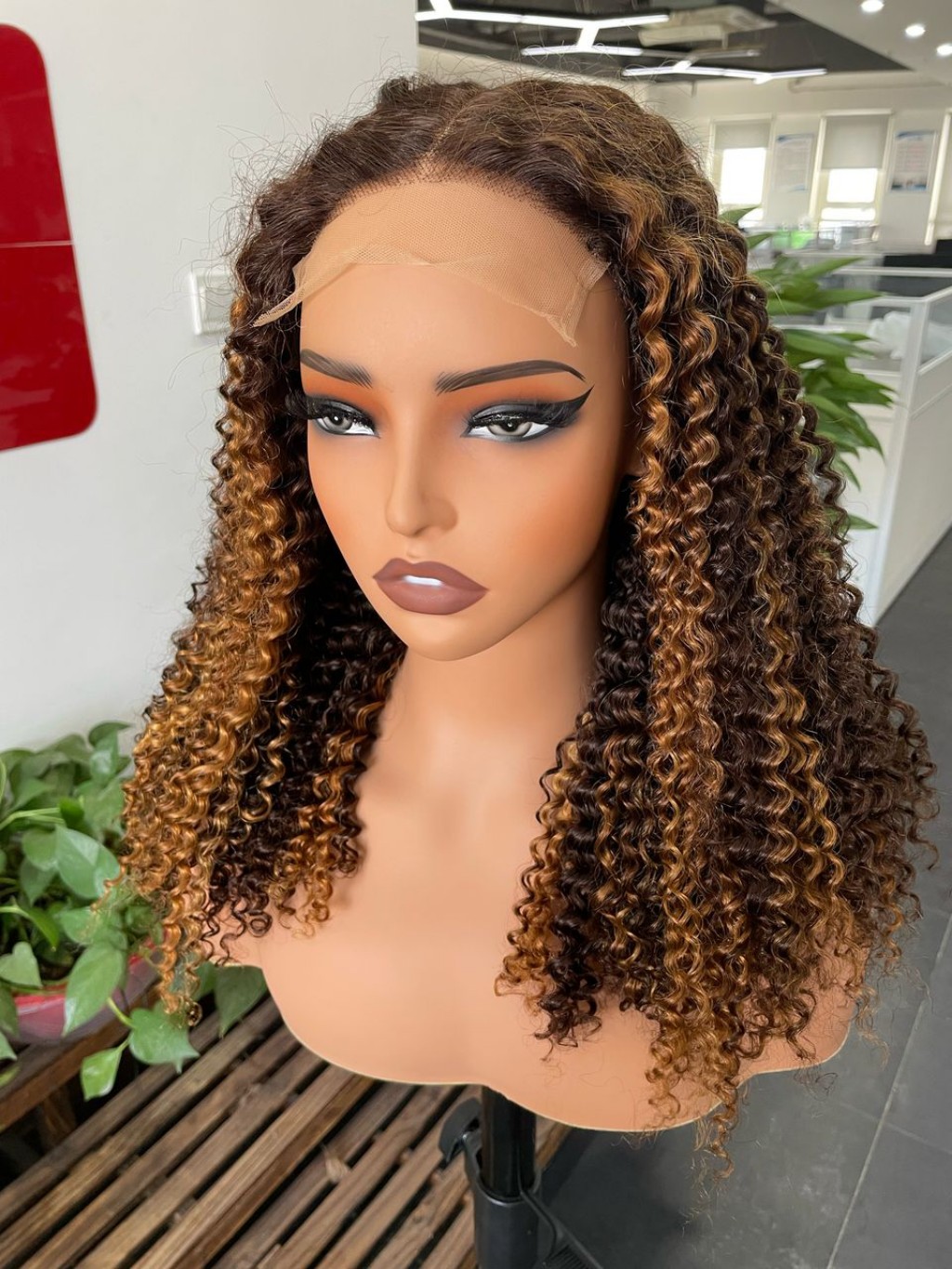 Color 4/30 Curly Highlights Lace Front Wig