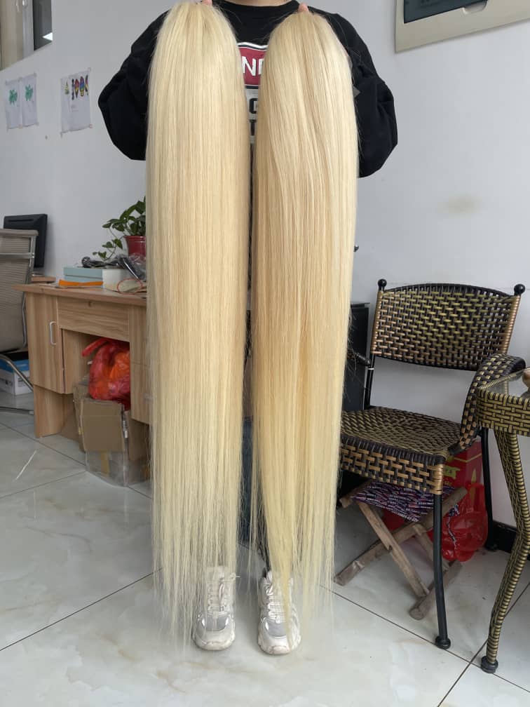 40 Inch Long Blonde Human Hair Lace Front Wig