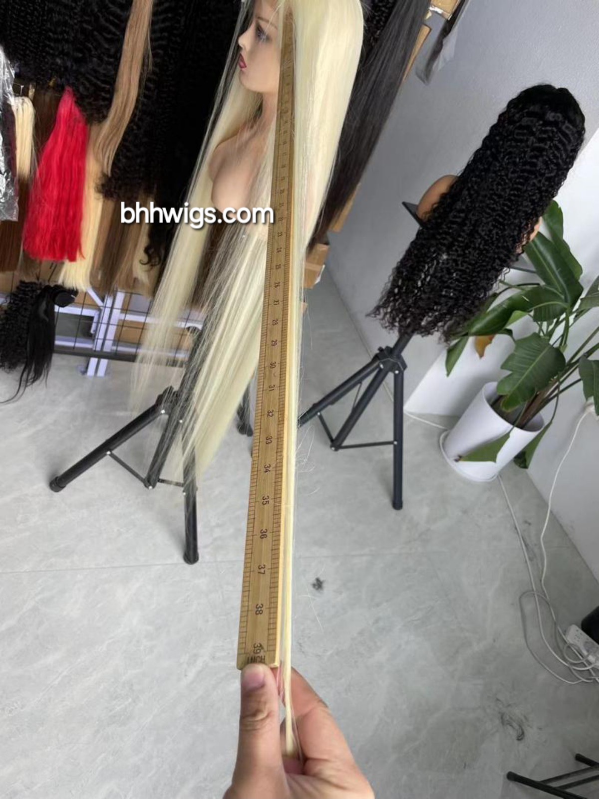 50 inch Blonde Human Hair Lace Front Wig