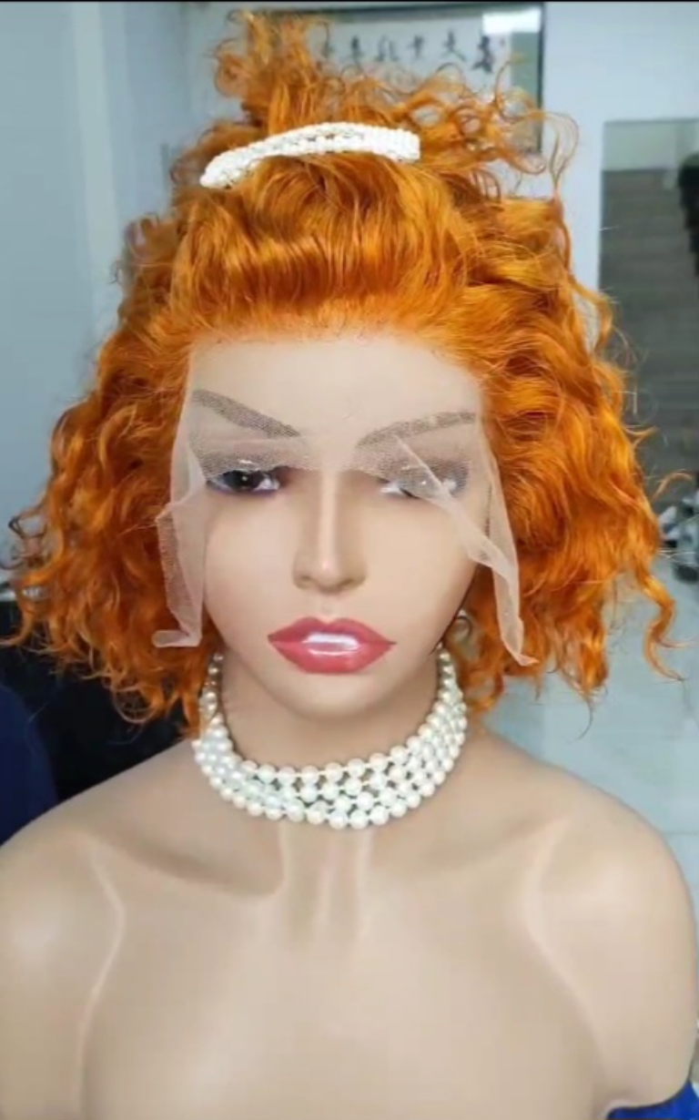 Orange Curly Pixie Cut Wig