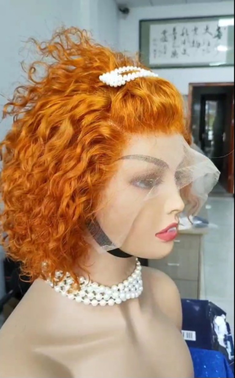Orange Curly Pixie Cut Wig