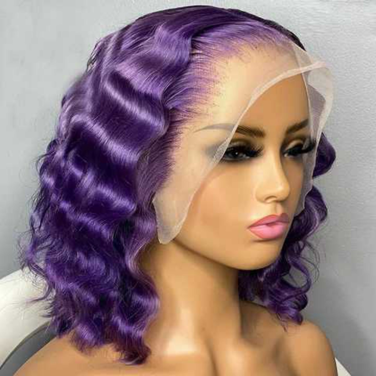Purple Wavy Bob Lace Front Wig