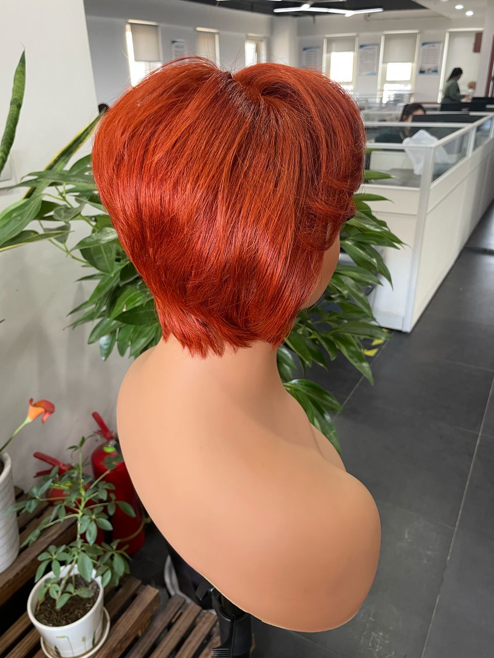 Short Orange Ginger Pixie Cut Lace Wig