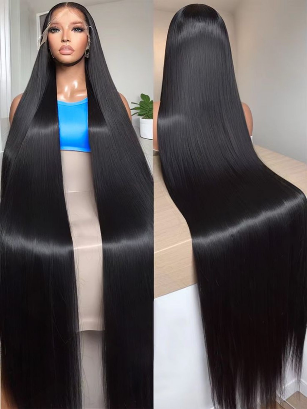 Double Drawn Vietnamese 50 inch thick density human hair Wig