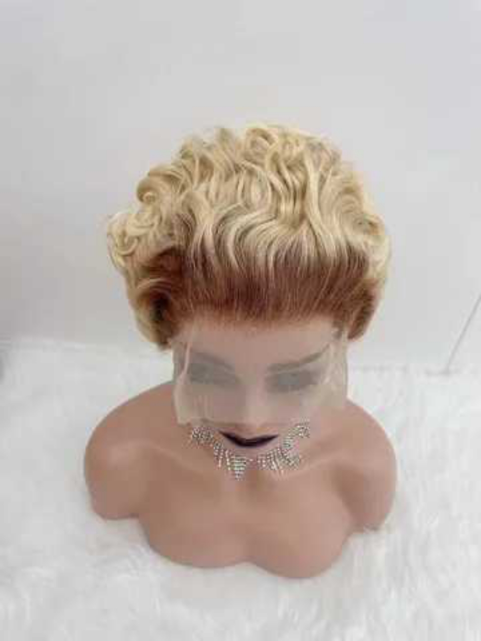 Blonde Curly Lace Front Wig With Brown Roots
