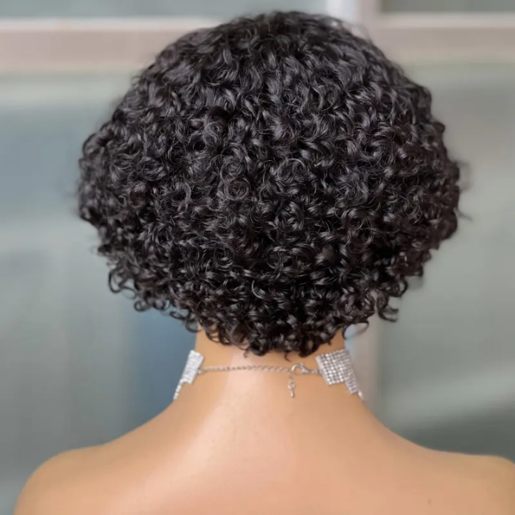 Middle Part Curly Short Bob Pixie Wig