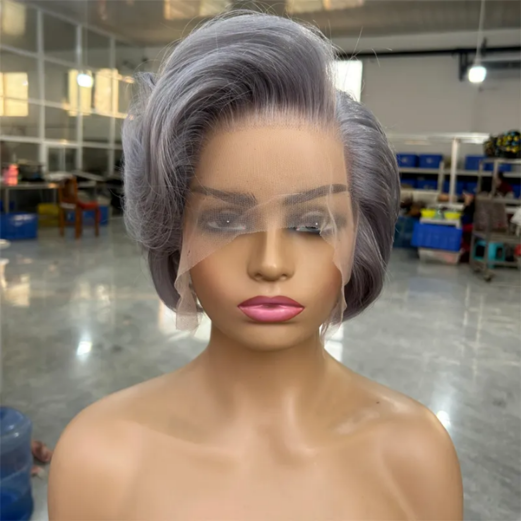 Gray Pixie Cut Lace Front Wig