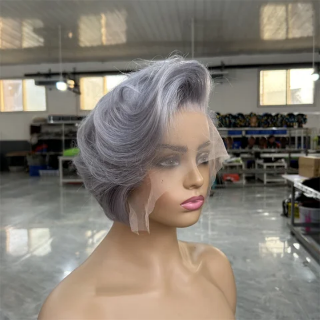 Gray Pixie Cut Lace Front Wig