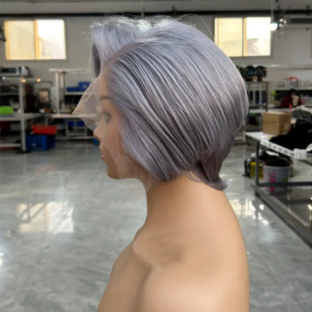Gray Pixie Cut Lace Front Wig